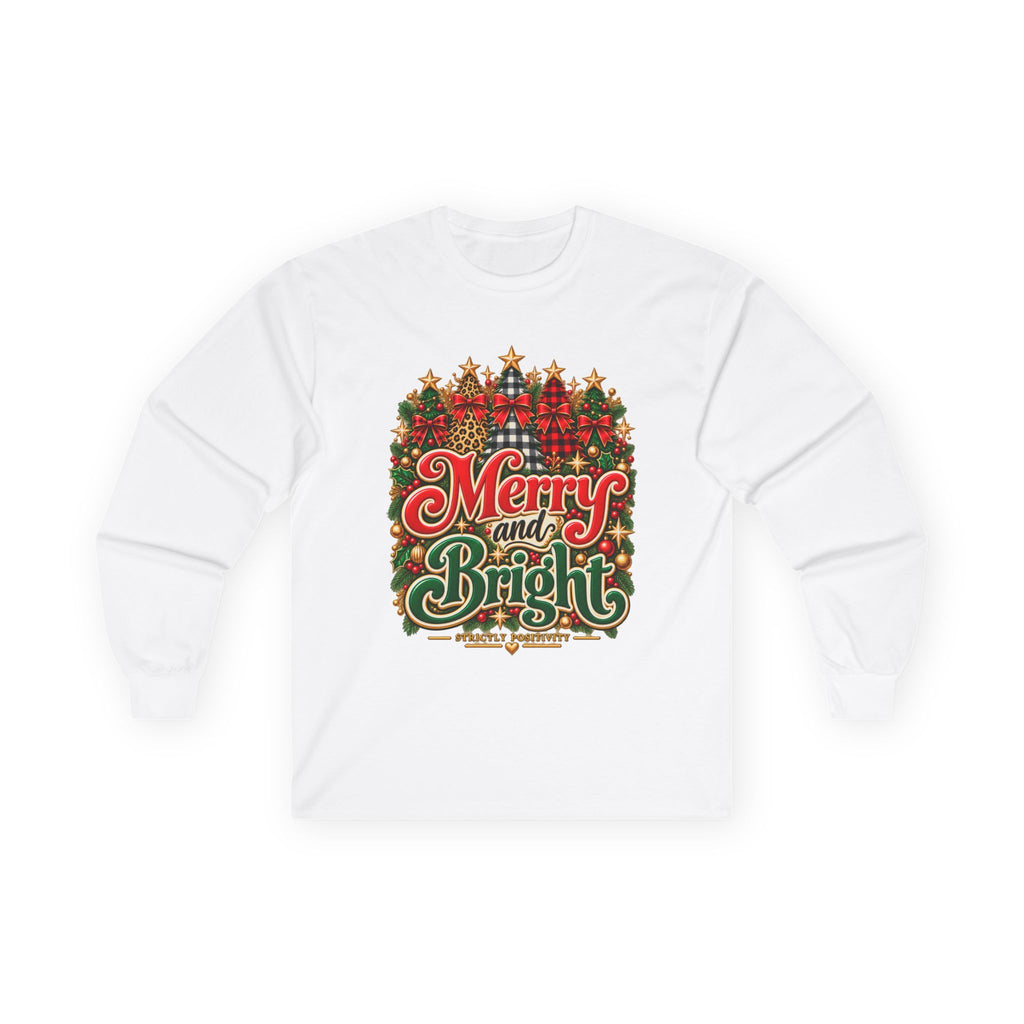 Merry and Bright Christmas Long Sleeve Tee - Strictly Positivity