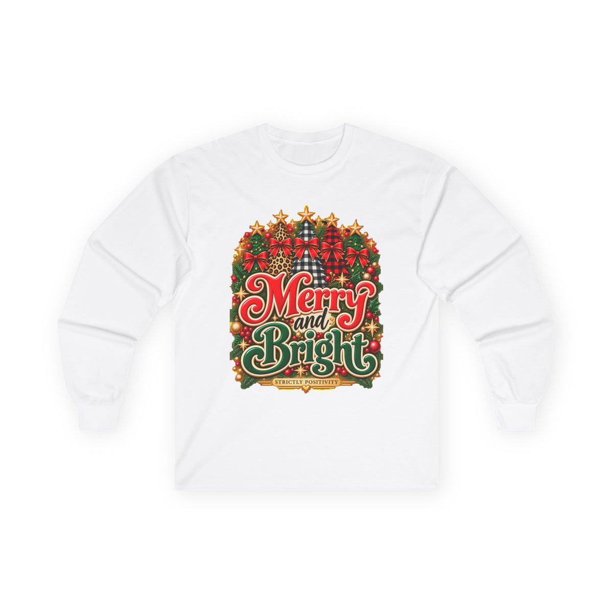 Merry and Bright Christmas Long Sleeve Tee - Strictly Positivity