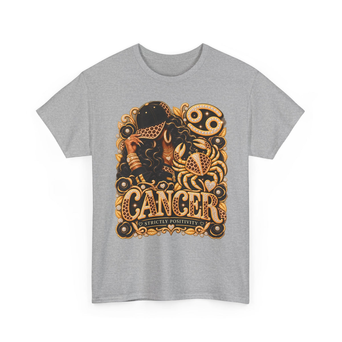 Cancer Zodiac T‑Shirt — Vintage Gold Crab Astrology Tee - Strictly Positivity