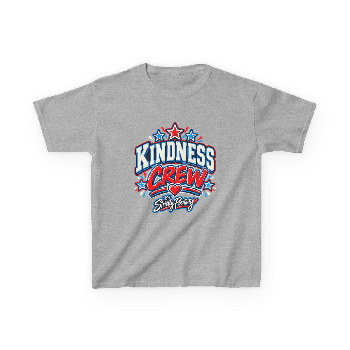Kids Tee — "Kindness Crew" Bold Patriotic Heart Graphic - Strictly Positivity