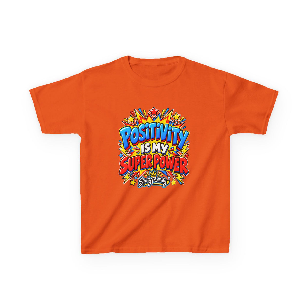 Kids T-Shirt — "Positivity Is My Superpower" Colorful Comic Graphic - Strictly Positivity