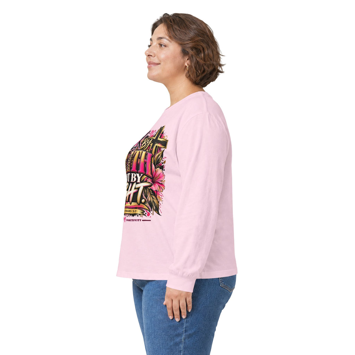 Faith Walk Long Sleeve Tee — “Walk by Faith Not by Sight” Christian Shirt - Strictly Positivity