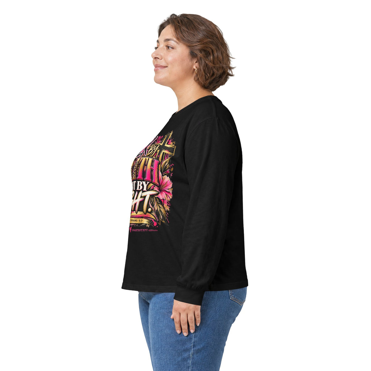 Faith Walk Long Sleeve Tee — “Walk by Faith Not by Sight” Christian Shirt - Strictly Positivity