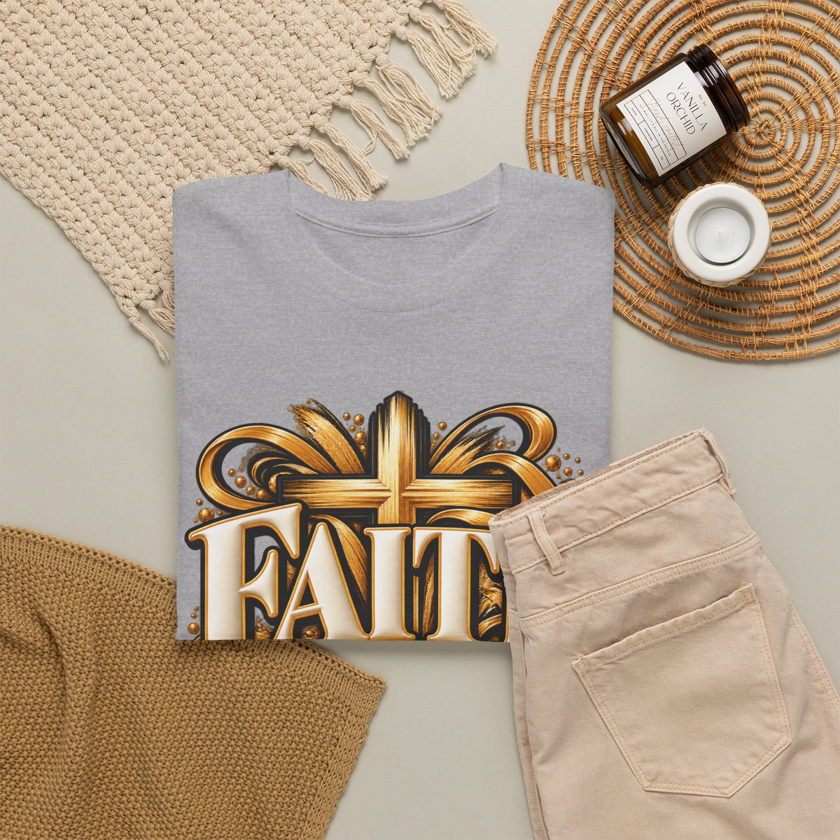 Faith Over Fear T-Shirt — Christian Cross Inspirational Tee - Strictly Positivity