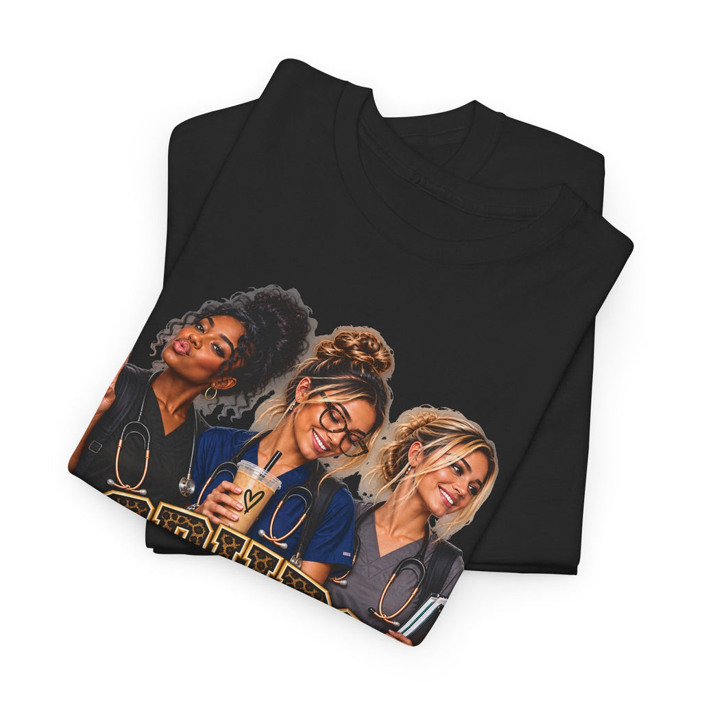 Scrubs Coffee Repeat T-Shirt — Funny Medical Tee for Healthcare Workers - Strictly Positivity