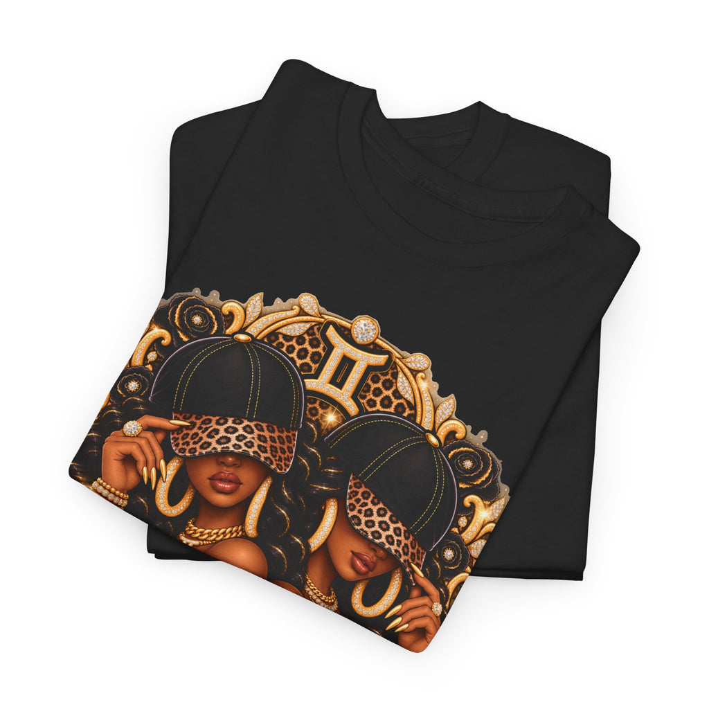 Gemini Zodiac T-Shirt — Afrocentric Twin Goddess Astrology Tee - Strictly Positivity