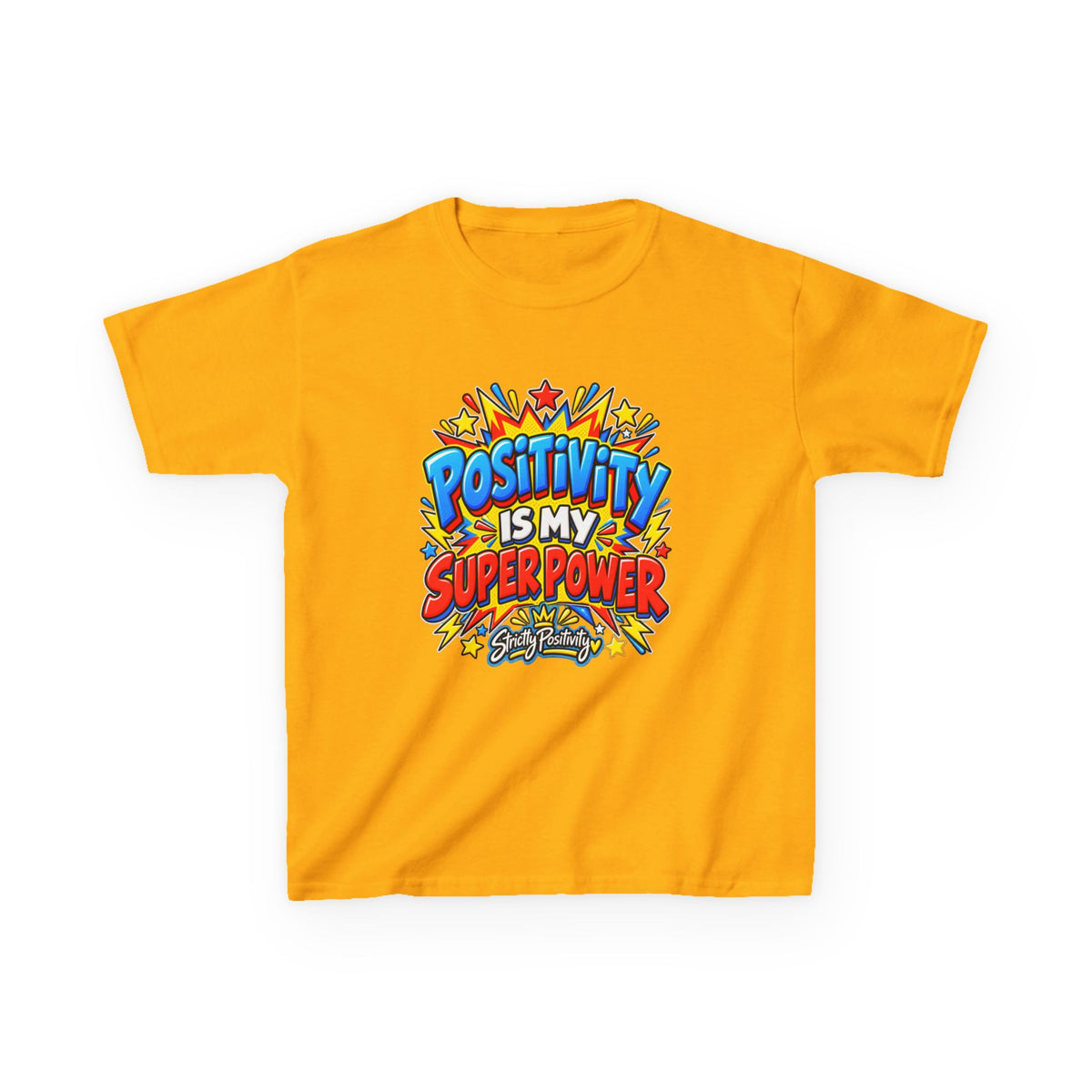 Kids T-Shirt — "Positivity Is My Superpower" Colorful Comic Graphic - Strictly Positivity