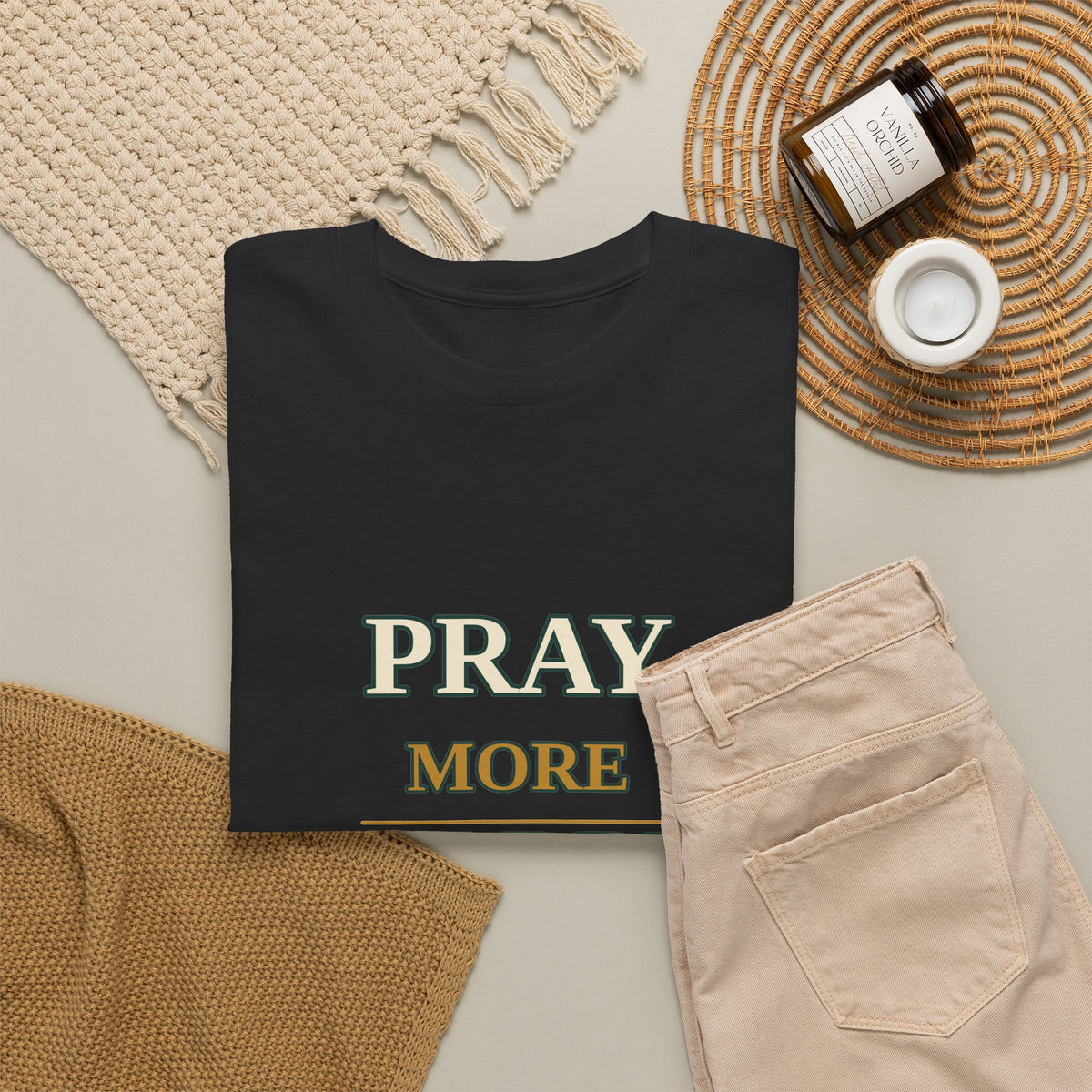 Prayer Tee – "Pray More Worry Less" Faith T‑Shirt - Strictly Positivity