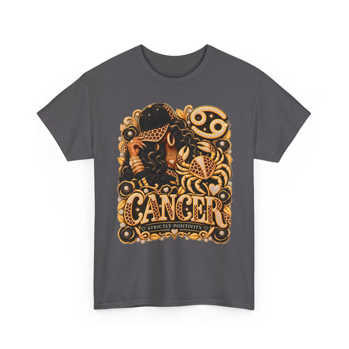 Cancer Zodiac T‑Shirt — Vintage Gold Crab Astrology Tee - Strictly Positivity