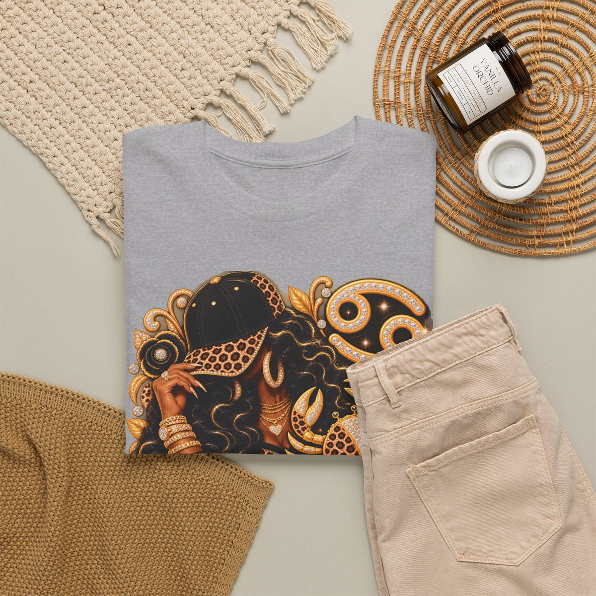 Cancer Zodiac T‑Shirt — Vintage Gold Crab Astrology Tee - Strictly Positivity