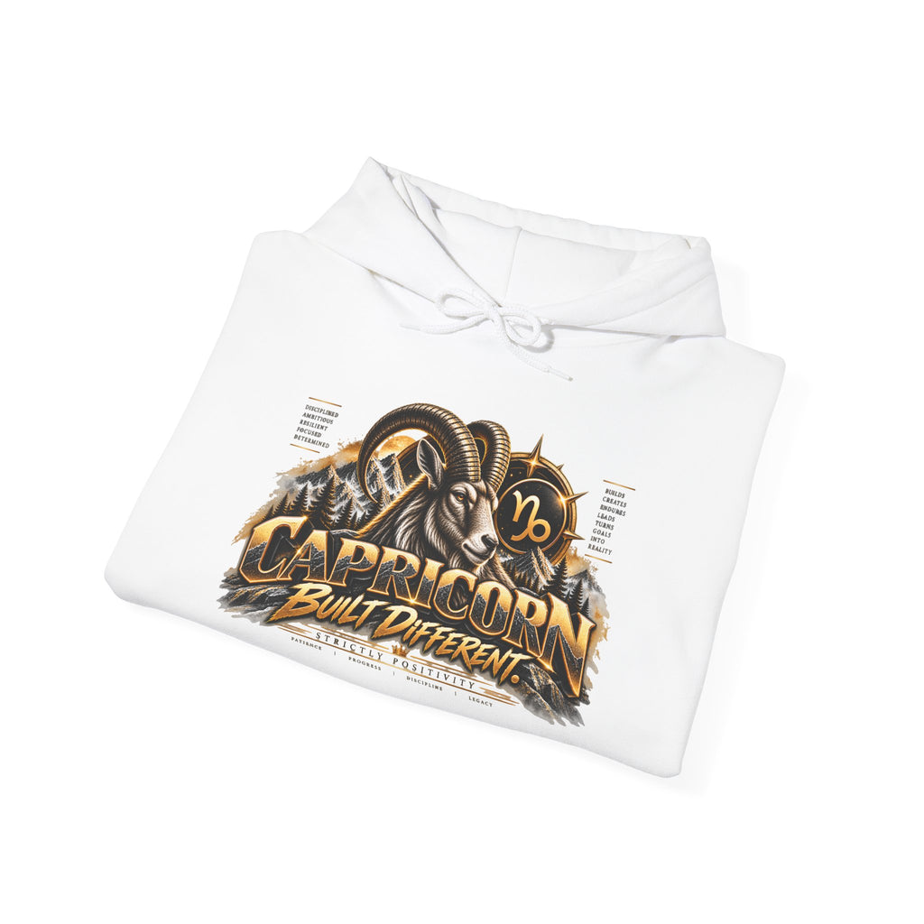 Capricorn Goat Zodiac Hoodie — 'Built Different' Astrology Sweatshirt - Strictly Positivity