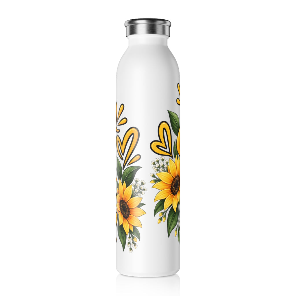 Slim Water Bottle — "Slow Down You’re Doing Fine" Sunflower Motivational Bottle - Strictly Positivity