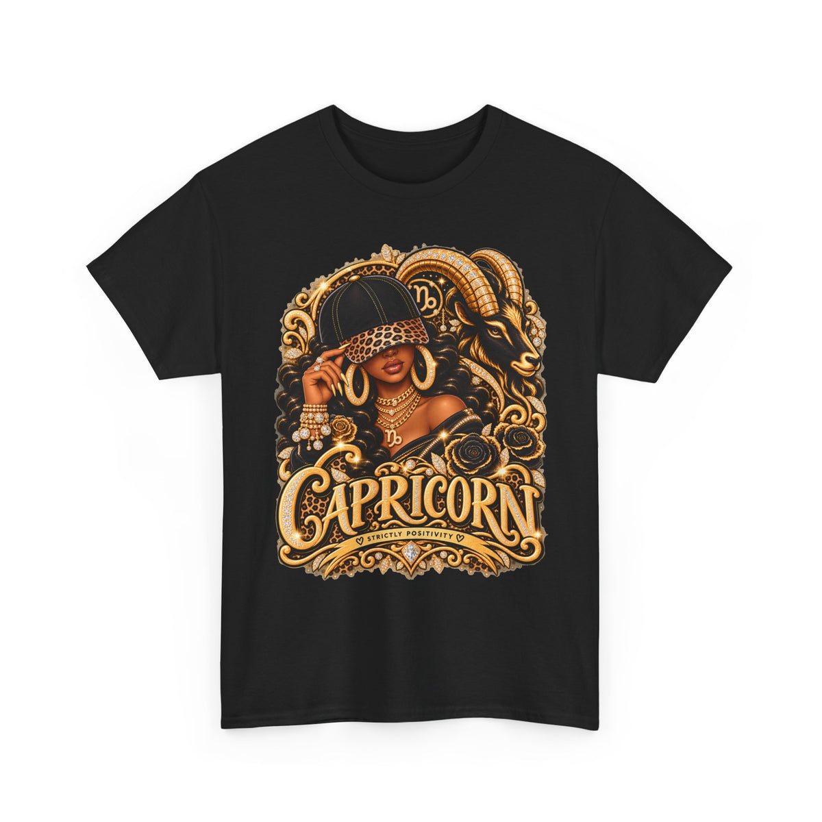 Capricorn Zodiac T-Shirt — Stylish Black Woman Astrology Tee - Strictly Positivity