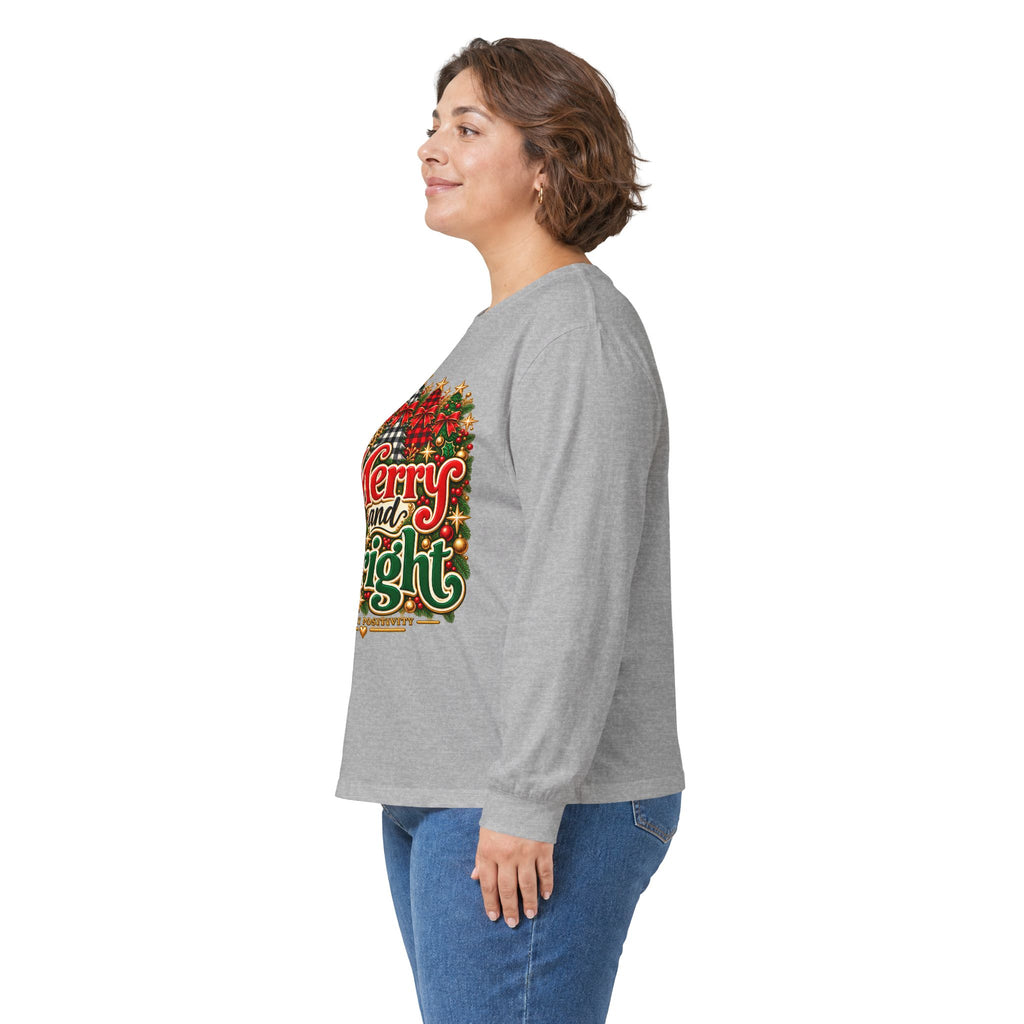 Merry and Bright Christmas Long Sleeve Tee - Strictly Positivity
