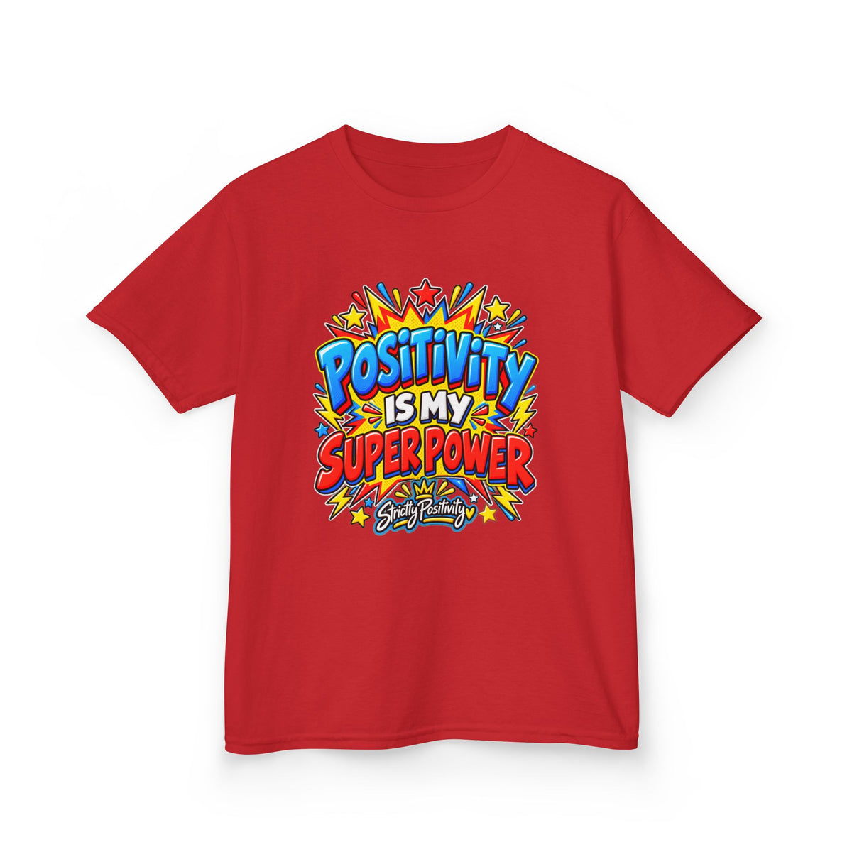Kids T-Shirt — "Positivity Is My Superpower" Colorful Comic Graphic - Strictly Positivity