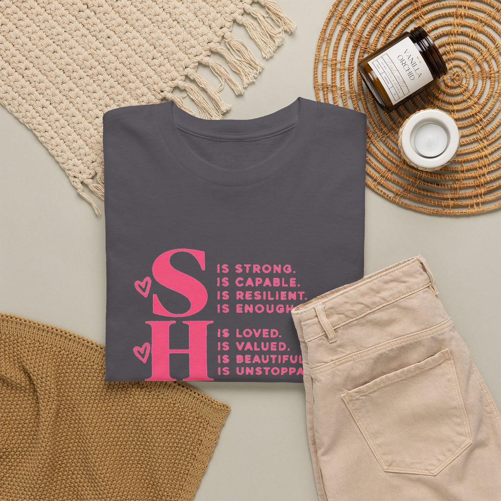 SHE Is Me Inspirational Women's T-Shirt – Empowerment Quote Tee - Strictly Positivity