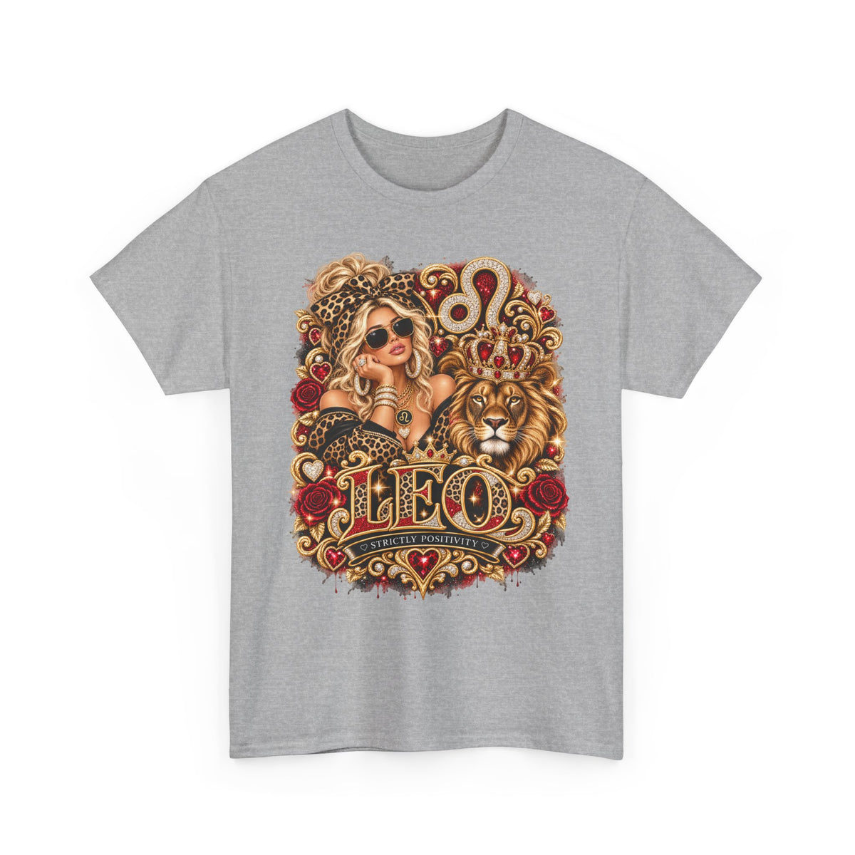 Leo Zodiac T‑Shirt — Bold Lion & Glam Horoscope Graphic Tee - Strictly Positivity