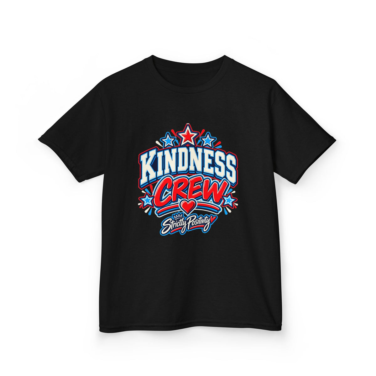 Kids Tee — "Kindness Crew" Bold Patriotic Heart Graphic - Strictly Positivity
