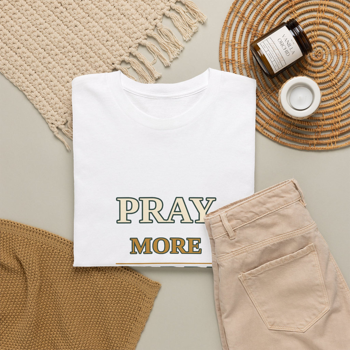 Prayer Tee – "Pray More Worry Less" Faith T‑Shirt - Strictly Positivity