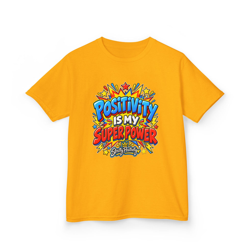 Kids T-Shirt — "Positivity Is My Superpower" Colorful Comic Graphic - Strictly Positivity