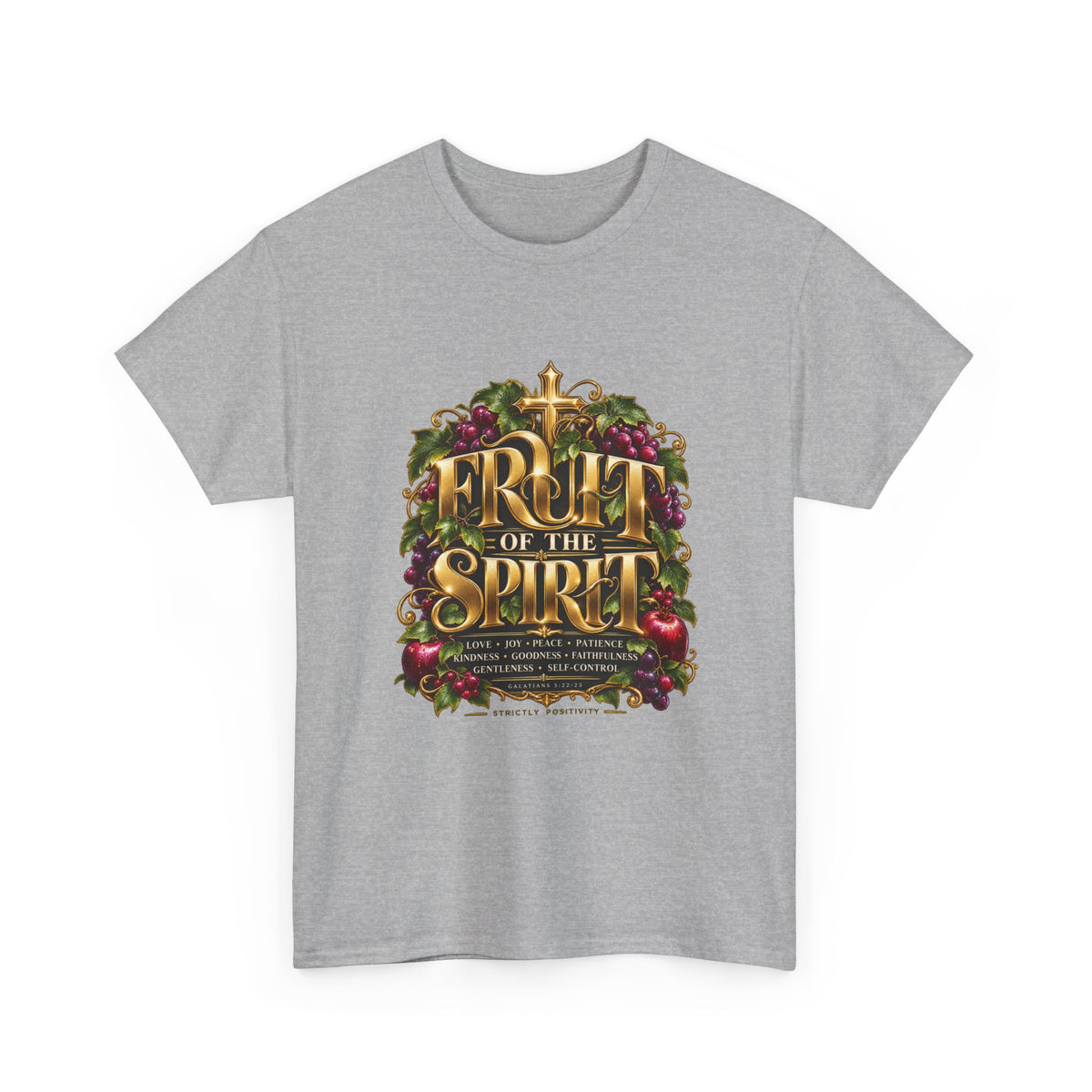Fruit of the Spirit T-Shirt — Christian Faith Tee with Cross & Scripture - Strictly Positivity