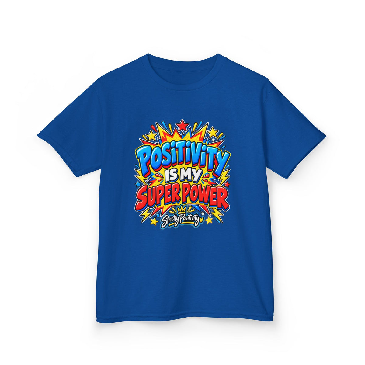 Kids T-Shirt — "Positivity Is My Superpower" Colorful Comic Graphic - Strictly Positivity