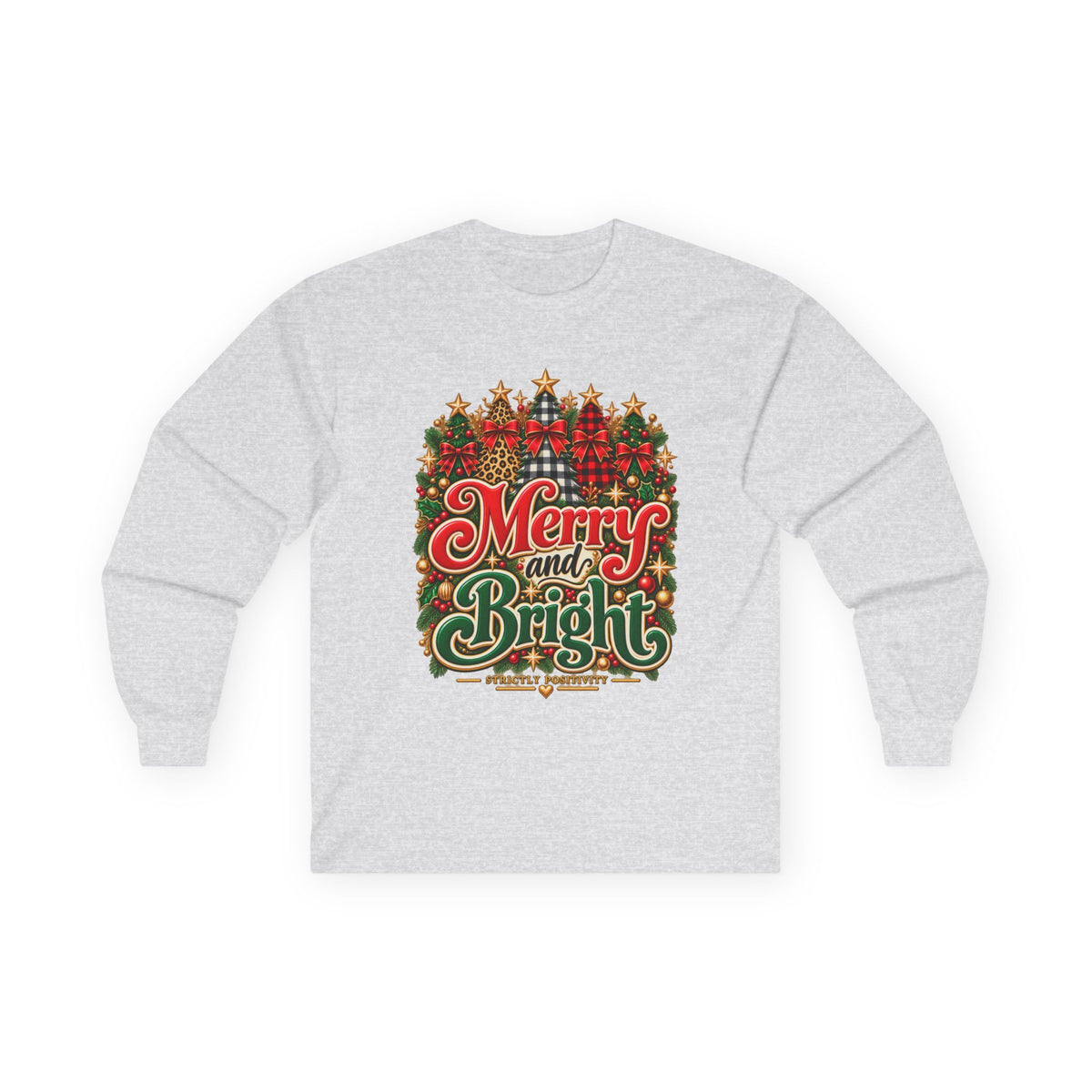Merry and Bright Christmas Long Sleeve Tee - Strictly Positivity