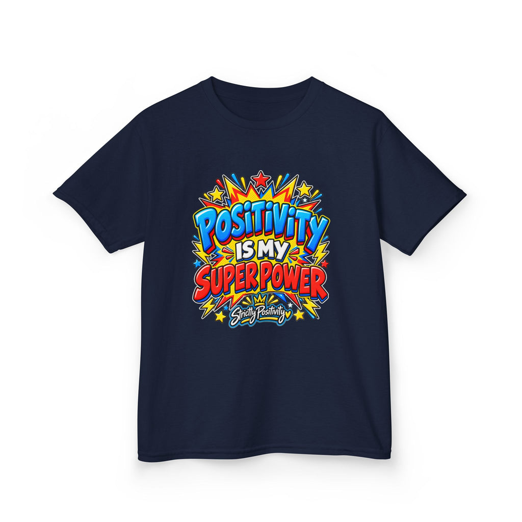 Kids T-Shirt — "Positivity Is My Superpower" Colorful Comic Graphic - Strictly Positivity