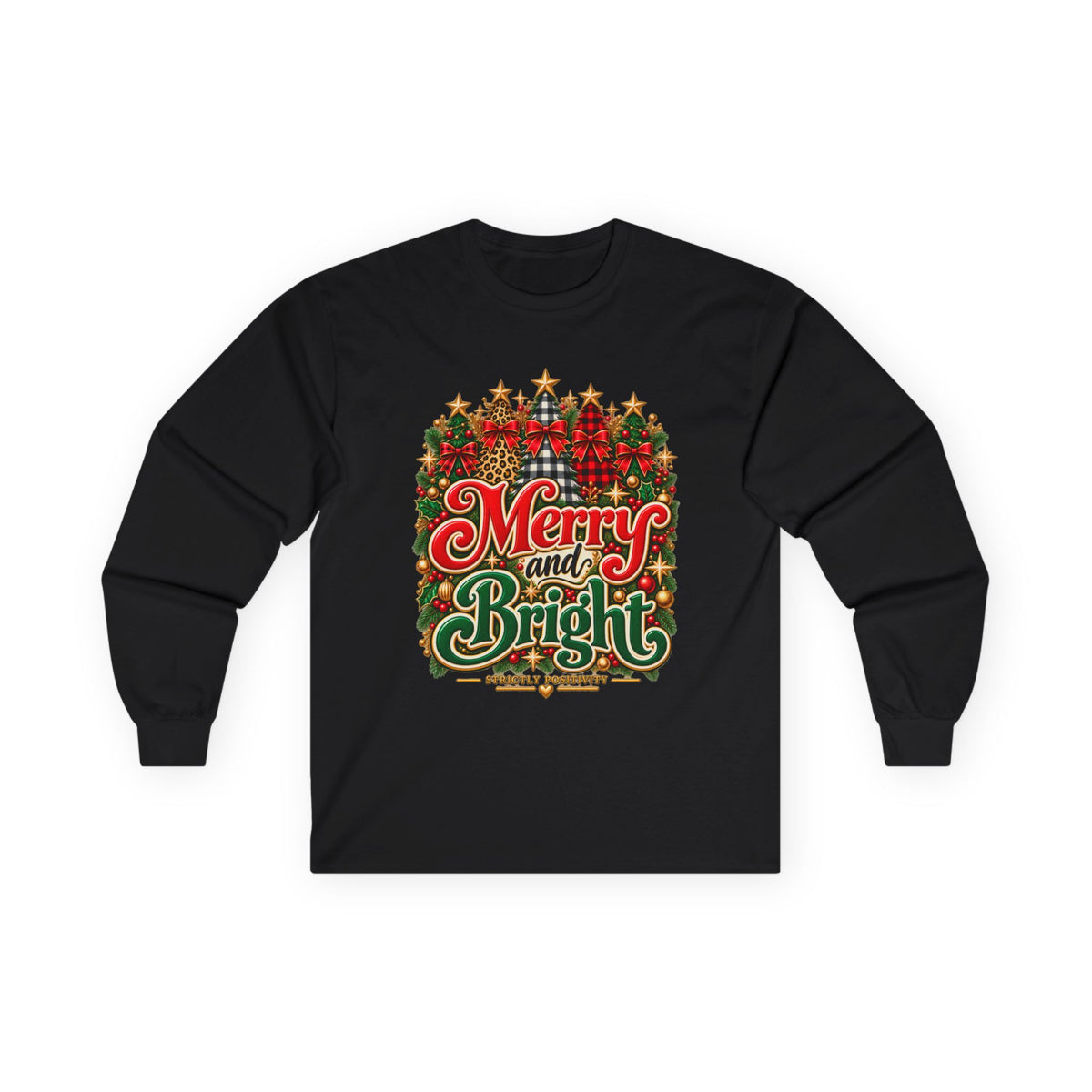 Merry and Bright Christmas Long Sleeve Tee - Strictly Positivity