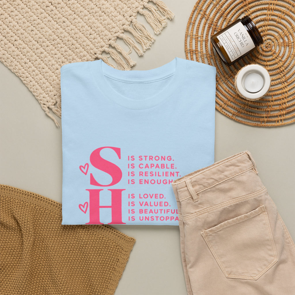 SHE Is Me Inspirational Women's T-Shirt – Empowerment Quote Tee - Strictly Positivity
