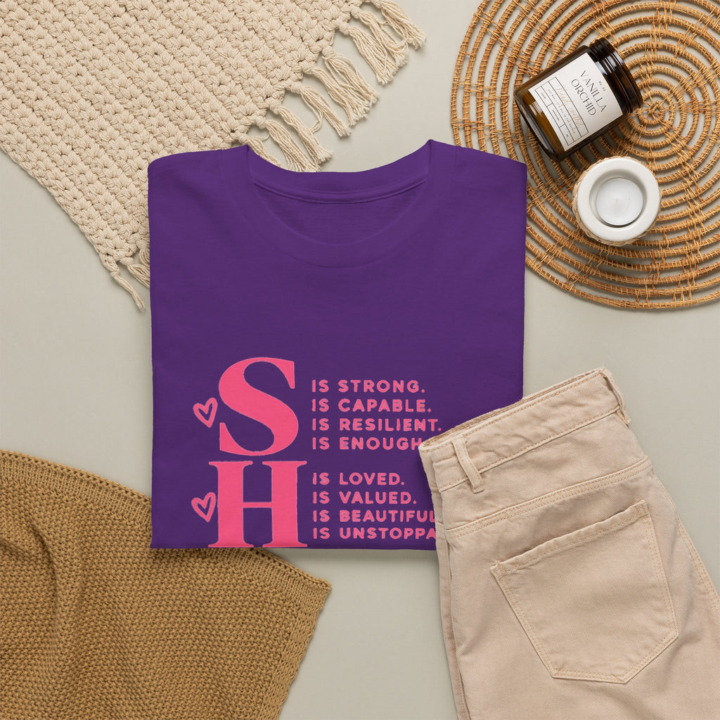 SHE Is Me Inspirational Women's T-Shirt – Empowerment Quote Tee - Strictly Positivity