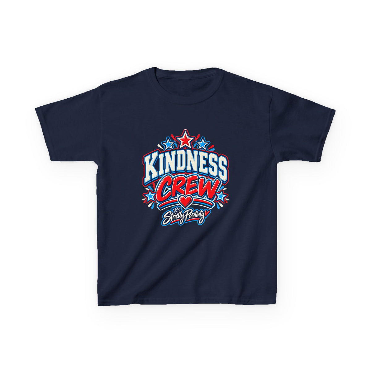 Kids Tee — "Kindness Crew" Bold Patriotic Heart Graphic - Strictly Positivity