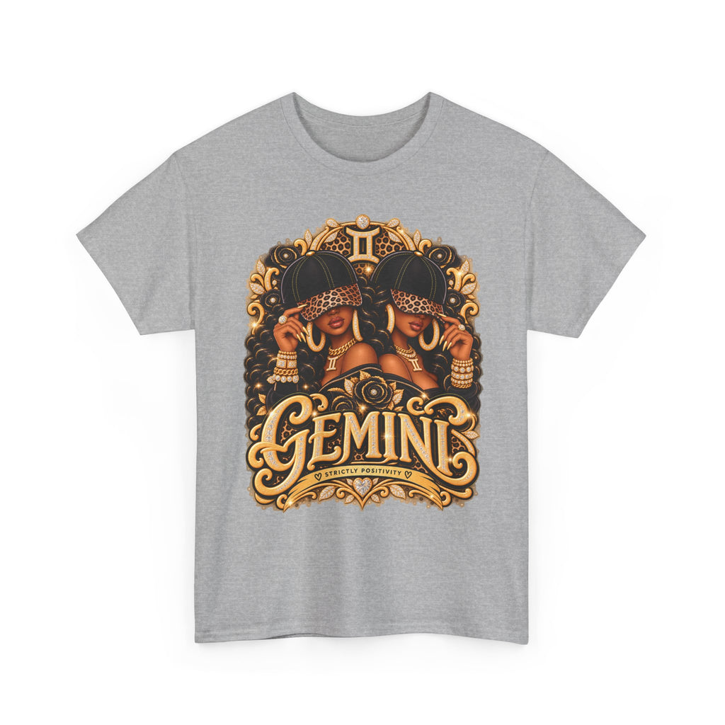 Gemini Zodiac T-Shirt — Afrocentric Twin Goddess Astrology Tee - Strictly Positivity