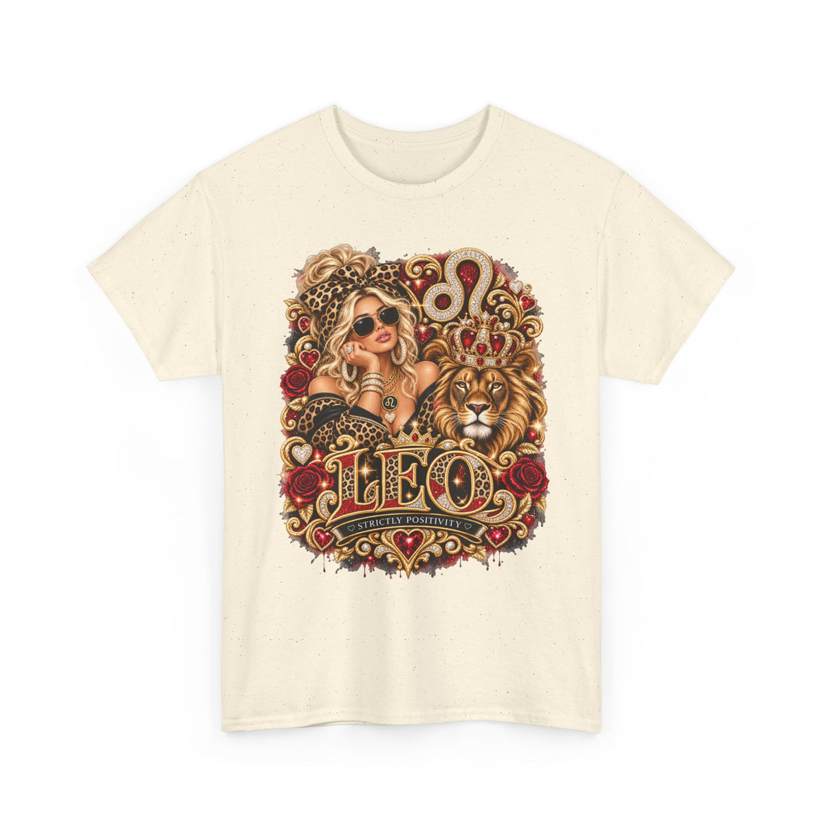 Leo Zodiac T‑Shirt — Bold Lion & Glam Horoscope Graphic Tee - Strictly Positivity