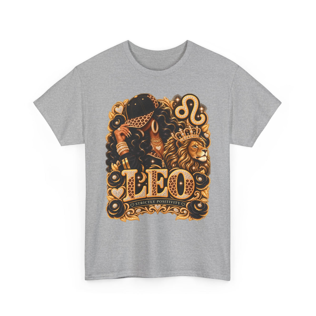 Leo Zodiac T-Shirt — Regal Lion Astrology Tee - Strictly Positivity