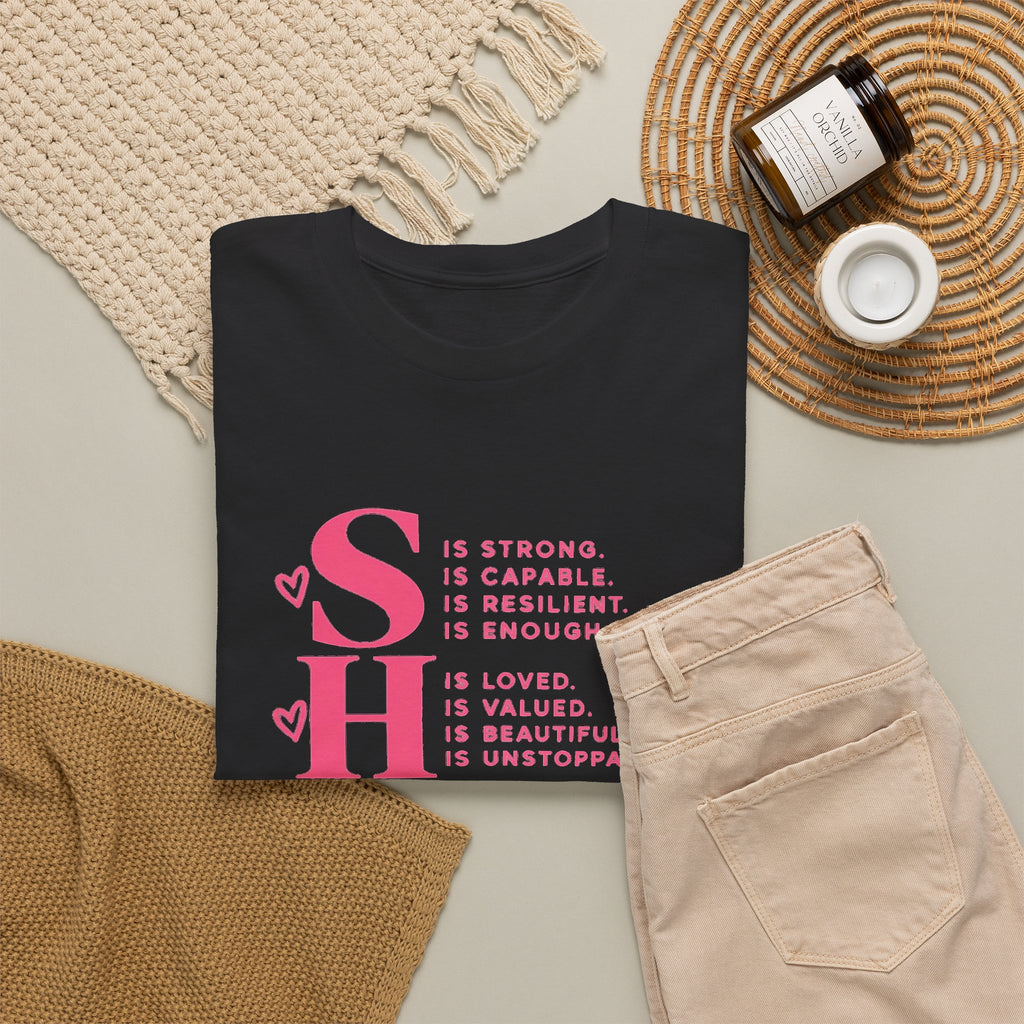 SHE Is Me Inspirational Women's T-Shirt – Empowerment Quote Tee - Strictly Positivity