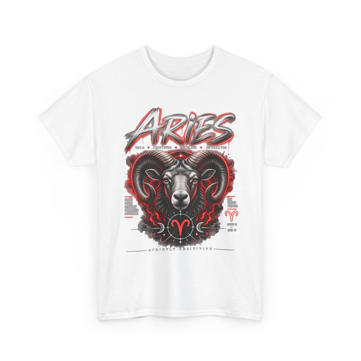 Aries Ram Zodiac T-Shirt — Bold Astrological Graphic Tee - Strictly Positivity