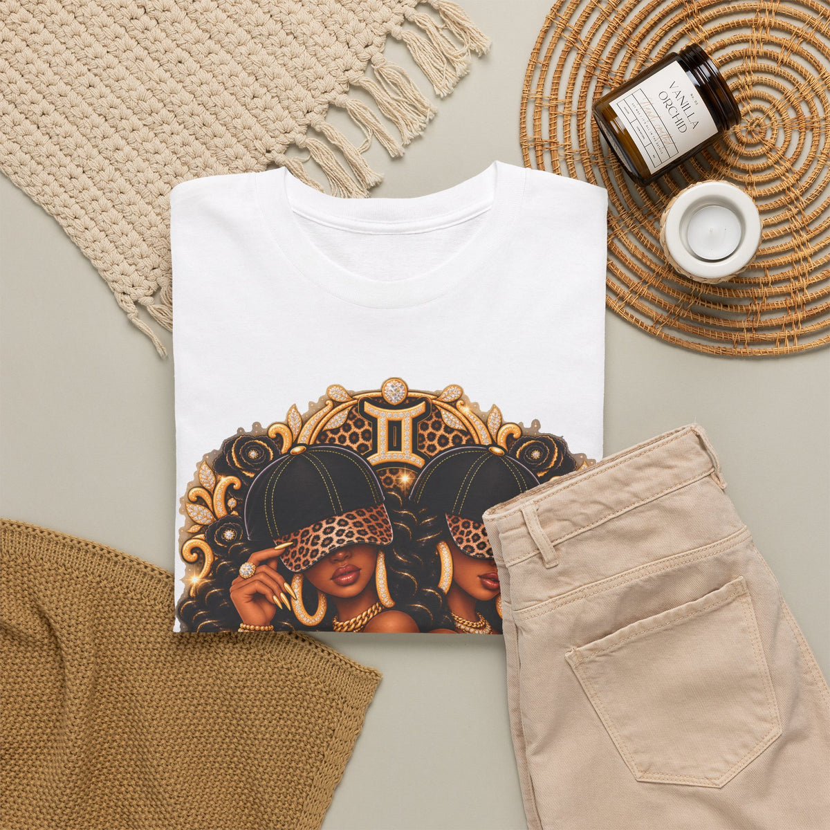 Gemini Zodiac T-Shirt — Afrocentric Twin Goddess Astrology Tee - Strictly Positivity