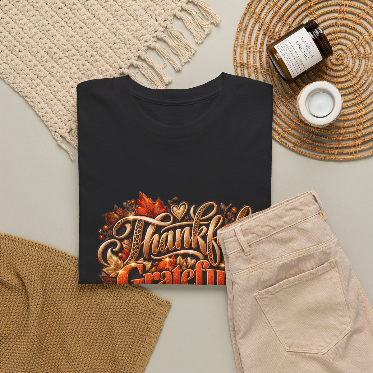 Thankful Grateful Blessed Tee - Fall Thanksgiving Shirt - Strictly Positivity