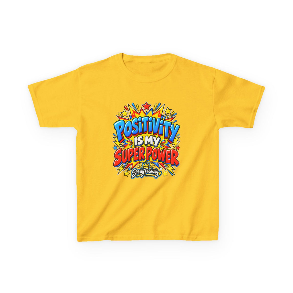 Kids T-Shirt — "Positivity Is My Superpower" Colorful Comic Graphic - Strictly Positivity