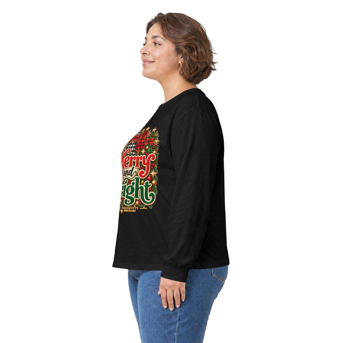 Merry and Bright Christmas Long Sleeve Tee - Strictly Positivity