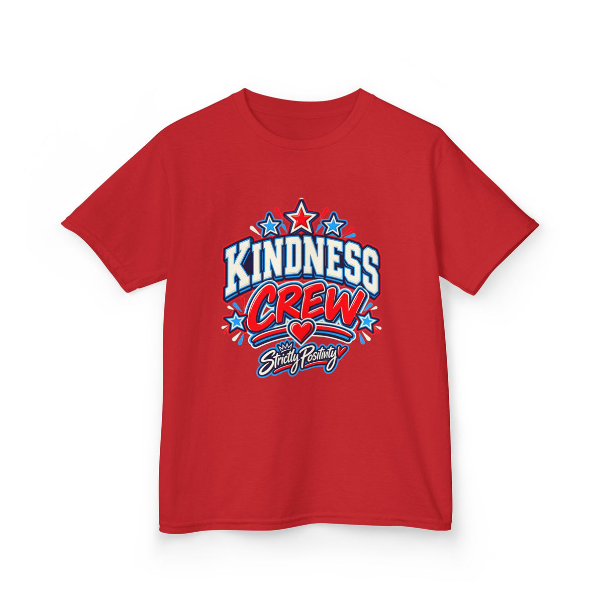 Kids Tee — "Kindness Crew" Bold Patriotic Heart Graphic - Strictly Positivity