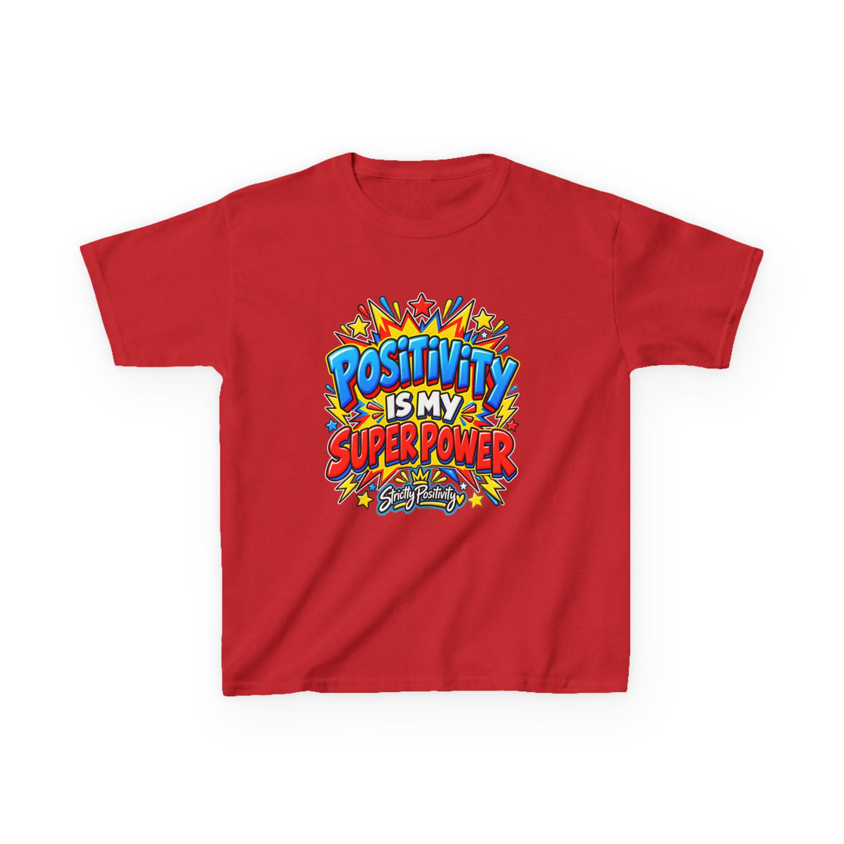 Kids T-Shirt — "Positivity Is My Superpower" Colorful Comic Graphic - Strictly Positivity